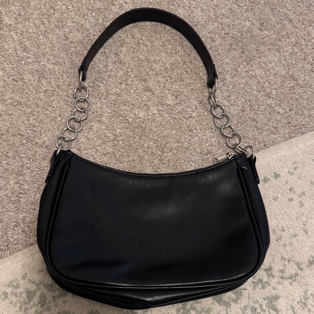 H&M Black Shoulder Bag with Silver Chain Detail